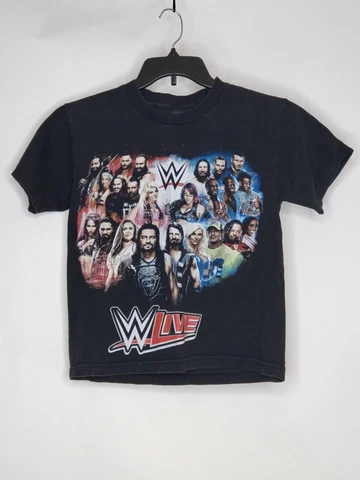 WWE Authentic Tour Youth Size Med Color Black Short Sleeve Crew Neck Graphic Tee Cover