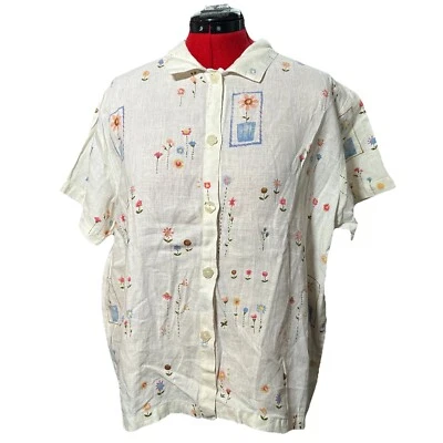 Camisa Top Algodón Marc Ware Lino Floral L Foto 1 de 4