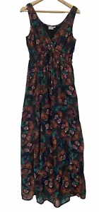 Eshakti Maxi Dress Navy Print Sleeveless Pockets Size L 12 - Picture 1 of 9