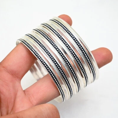 Beautiful Bangles 925 Sterling Silver Bangles Set Of 10 Designer Gift Bangles - Image 1 of 4