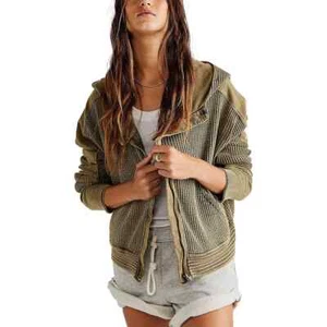 Free People FP One Mason Hoodie Cardigan Button Pocket Long Sleeve Jacket S NE - Picture 1 of 11