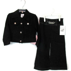 Quagga Kids Girls Outfit Black Corduroy Jacket and Pants Rhinestone Buttons Sz 5 - Picture 1 of 2