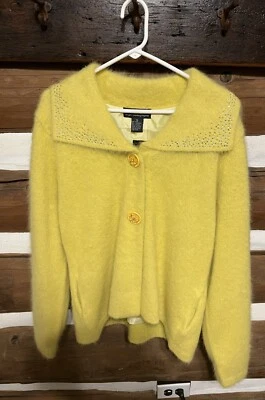 De Colección Chaqueta Suéter Venesha Talla XL Amarillo Para Mujer 80% ANGORA Forrado Suave Nuevo Con Etiquetas Foto 1 de 3