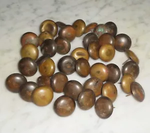 40 Large 1 inch Round Head Vintage Brass Tacks Furniture Antique Tarnish /Patina - Picture 1 of 7