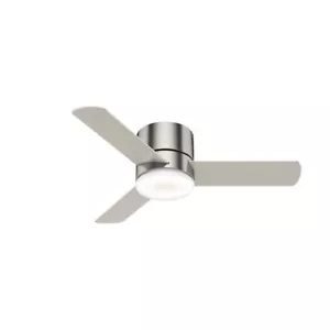 44" Brushed Nickel Remote LED Ceiling Fan Painted Cased White Glass Bowl Shade - Picture 1 of 15