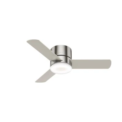 44" Brushed Nickel Remote LED Ceiling Fan Painted Cased White Glass Bowl Shade - Image 1 of 4