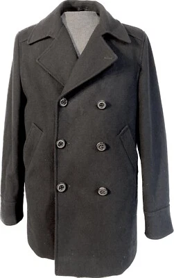 Abrigo Bloomingdale’s Pea Lana Negra The Men’s Store Hecho en Italia Talla 40 Foto 1 de 4