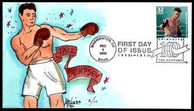 1998 Jack Dempsey Title FDC Hand Painted Melissa Fox Cachet - Image 1 of 2
