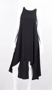 MARKUP DAMEN LANGES KLEID SCHWARZ KURZ VORNE MIT BREITEM LINEAREM TRÄGER - Bild 1 von 6