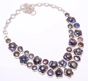 Black Star Blister Pearl 925 Sterling Silver Handmade Necklace 17.99" N25-5 - Picture 1 of 1
