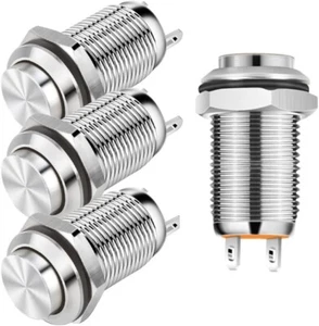 4pcs 12mm 3A 12V/24V/125V/250VAC Waterproof Push Button Switch Latching Copper - Picture 1 of 7