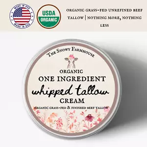 Organic Beef Tallow for Skin with ONE Ingredient Grass Fed Tallow Balm 4 ounce - Picture 1 of 9