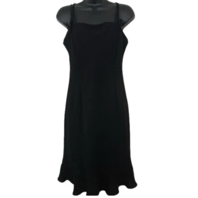 Vestido de cóctel Evan Picone para mujer talla 8 negro chifón dobladillo acampanado vintage Y2K Foto 1 de 4