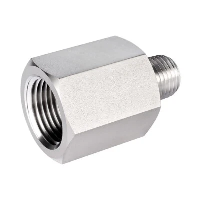 FITOK 316 SS Pipe Fitting Adapter 1/8 Female NPT × 1/8 Male ISO Tapered Thread - Image 1 of 4