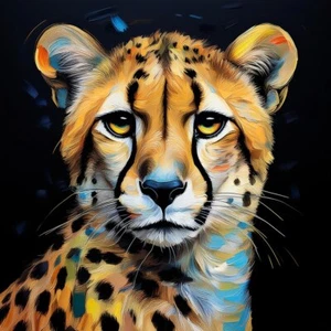 Poster Bild Kunstdruck Wandbild Leinwand Canvas 30x30 cm Wildtier Gepard - Bild 1 von 2
