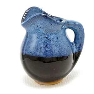 Studio Art Pottery Creamer Pitcher Gravy Blue Black Ceramic Kitchen Decor 5" NEW - Picture 1 of 11