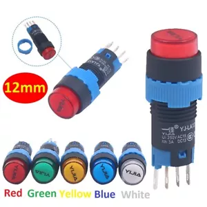 Interruptor de botón redondo de 12 mm apagado/encendido momentáneo autobloqueo/restablecimiento automático 3/5 pines - Imagen 1 de 9