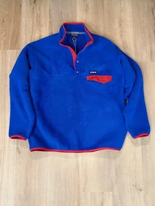 Patagonia Men's Synchilla Snap-T Fleece Pullover Sweater Blue/Red Size L NWT - Picture 1 of 5