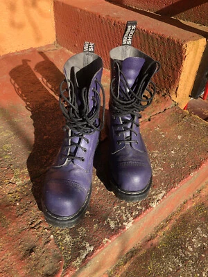 Vegan Boots Purple Airseal 10 Eye Boot Steel Toe Cap - Image 1 of 4