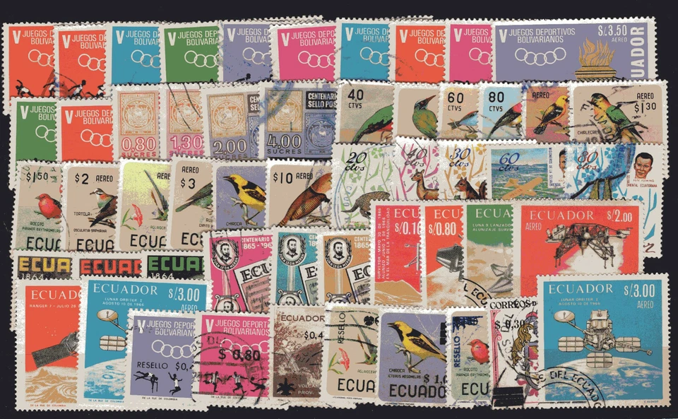 ECUADOR 批量 53 张不同邮票,MH - 二手,VF — 第 1/1 张图片