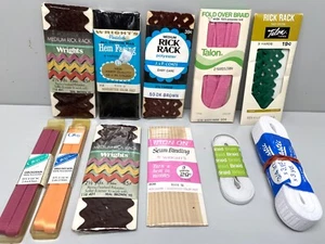 Lot Of 11 Vintage Rick Rack Braid Elastic Ribbons Binding Early NOS Wrights HC - Picture 1 of 9