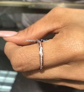 14k Solid Rose Gold Eternity Band Stackable Ring Endless Wedding Lab Created - Picture 1 of 13