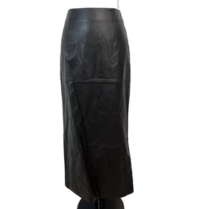 Dana Buchman langer Lederrock Damen 8 schwarz braun gerade Karriere formell - Bild 1 von 10
