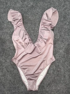 Victorias Secret PINK Swim Suit M One Piece  Ruffle Deep V - Picture 1 of 6
