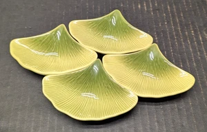 Vintage Crate & Barrel Ginkgo Leaf Dipping Dish Sushi 4" x 3" Set Of 4 HTF - Picture 1 of 5