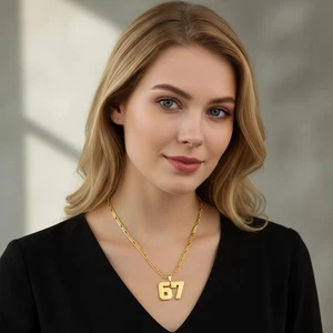 Damen Herren 67 Anhänger Halskette Bettelkette personalisiert OT Schmuck H O8G3 - Bild 1 von 17