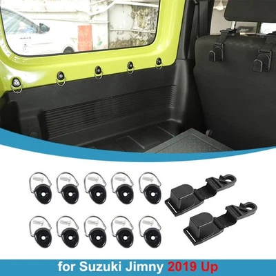 para Suzuki Jimny 2019-2025 paquete de 12 anclajes de amarre anillo en D hebilla reposacabezas gancho Foto 1 de 4