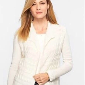 Cárdigan Talbots Lana Merino Mezcla Cachemira Tejido Cable Frente Abierto S - Imagen 1 de 9