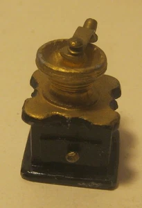 Antik Stil Puppenhaus Miniatur Blei Kaffeemühle SCHWARZ & GOLD Kurbel dreht sich!! - Bild 1 von 3