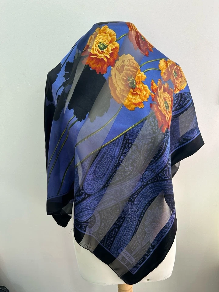 S31#Valentino Silk scarf floral 34 inch Has Stain - Image 1 of 4