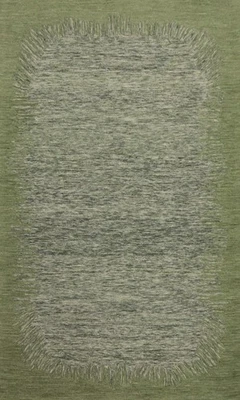 Green Abstract Area Rug 5x8 Flat-weave Wool Oriental for Modern Chic Interiors - Image 1 of 4