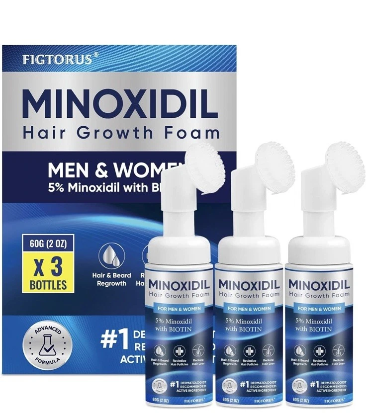 Minoxidil 5% 3-2 oz Bottles for Men & Women Hair Growth Foam EXP 03/28 NEW - Image 1 of 1