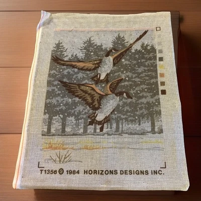 Vtg 1984 Monarch Horizons Canada Geese Counted Cross Stitch Canvas Only - Image 1 of 4