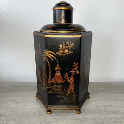 Carrito de té hexagonal de metal asiático vintage HC1LJ Foto 1 de 4