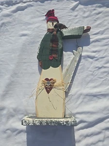 Vintage Christmas Tall Pencil Wood Wooden Snowman Figure 17in TALL - Picture 1 of 7