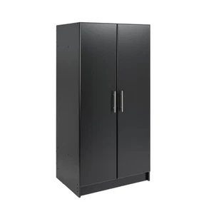 2 Door Wardrobe Cabinet 32W x 65 H x 20 D Black - Picture 1 of 9