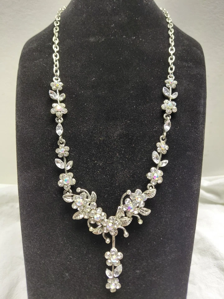 Butler & Wilson silvertone and AB and Clear Crystal Necklace - Image 1 of 4