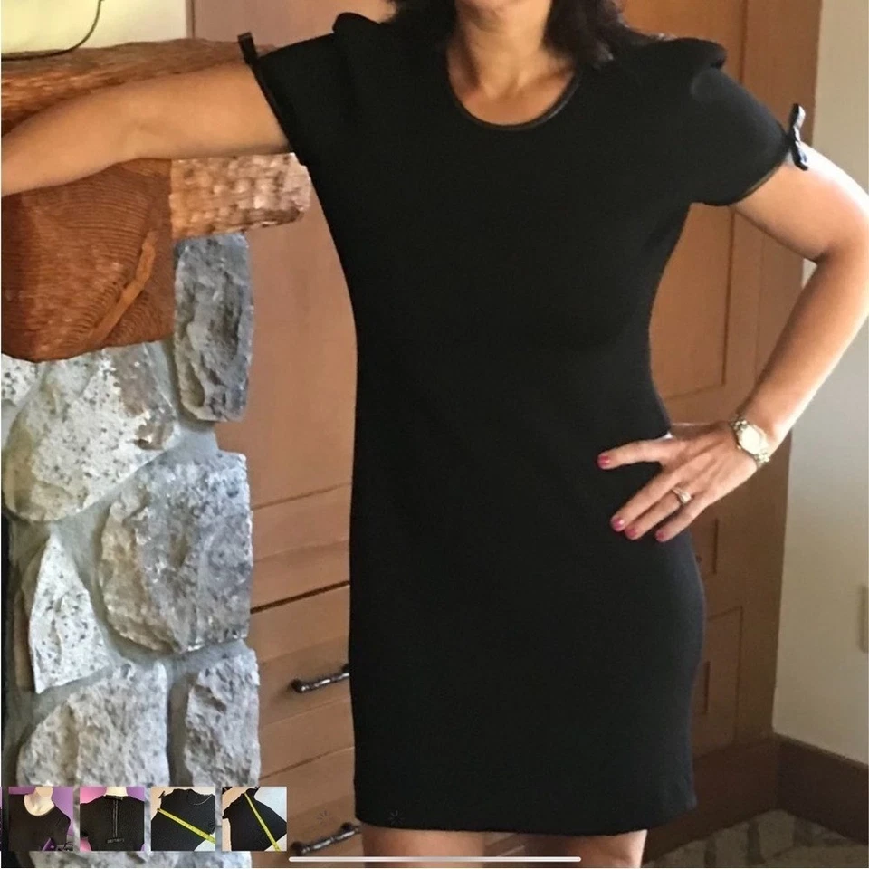 Vestido Valentino negro con ribete de lazo de cuero. Talla M Foto 1 de 4