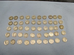 US SILBERMÜNZEN SAMMLUNG LOT 50 MERKUR GROSCHEN 90% SILBER - Bild 1 von 3