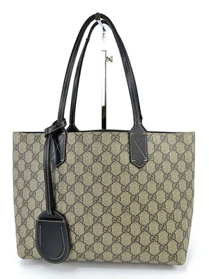 Auth GUCCI Brown GG and Black PVC Canvas Reversible Tote Bag Purse #61573 - Image 1 of 4
