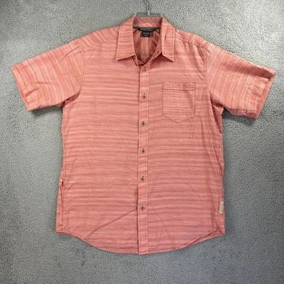 ExOfficio Shirt Mens Large Coral Stripe Sport Hiking Fishing Short Sleeve Angler - Image 1 of 4