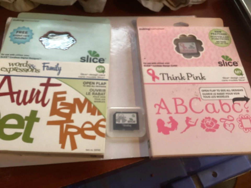 4 Making Memories SLICE- Word Expression Family And Think Pink, New, Noel, Wed - Image 1 of 4