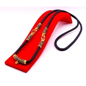 Dragon Rope Amulet Black Necklace & Gold Thai Baht Yellow Gold Plated 24 inch T4 - Picture 1 of 1