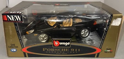 COLECCIÓN BURAGO GOLD 1997 PORSCHE 911 CARRERA NEGRO 1:18 Nuevo Foto 1 de 4