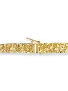 10k Solid Yellow Gold Handmade 7mm Nugget Link Bracelet, 8", Approx 12.9g - Picture 1 of 3
