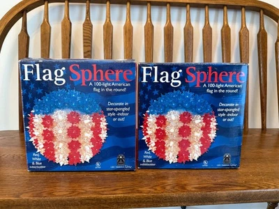 Vtg 4th Of July 7” Light Up Flag Sphere Party Ball Independance Day In Orig Box - Image 1 of 4